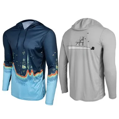 Öppet hav-armégrön fisketröja med luva